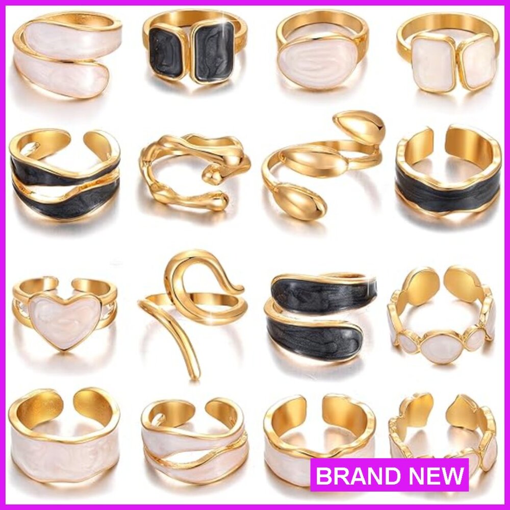 Stackable Dainty Adjustable Rings Set Trendy Mini… - image 1
